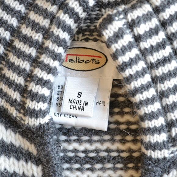 Talbots Wool Blend Cardigan Knit Sweater Size Small Striped - Picture 3 of 4